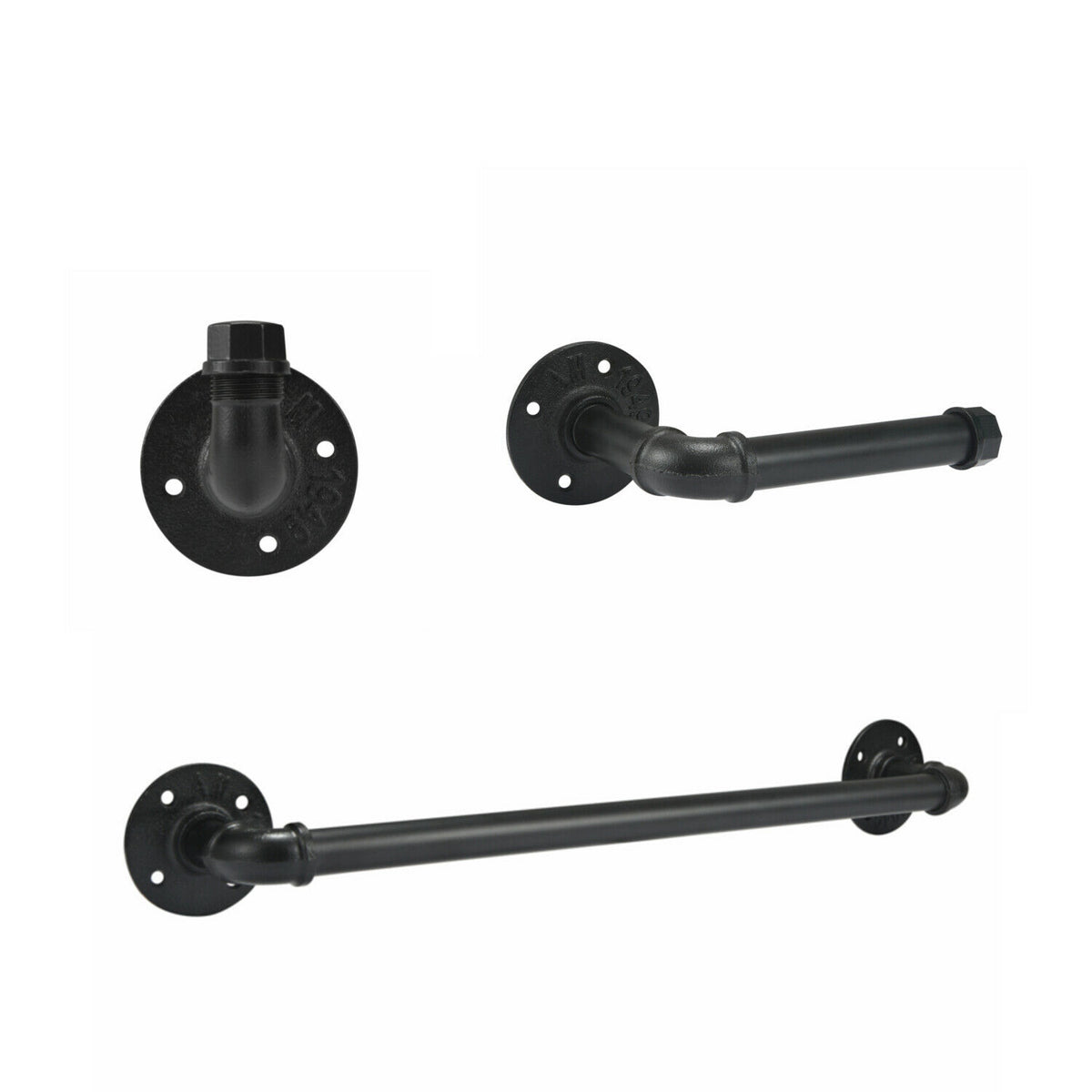 Black Iron Pipe Bathroom Hardware Set and Accessories Colester Direct