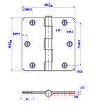 Qty 30 Satin Nickel Interior Door Hinge 3.5" with 1/4" corner radius 3 1/2 inches