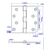 Dark Oil Rubbed Bronze Door Hinge 4" with 5/8" and straight corner radius