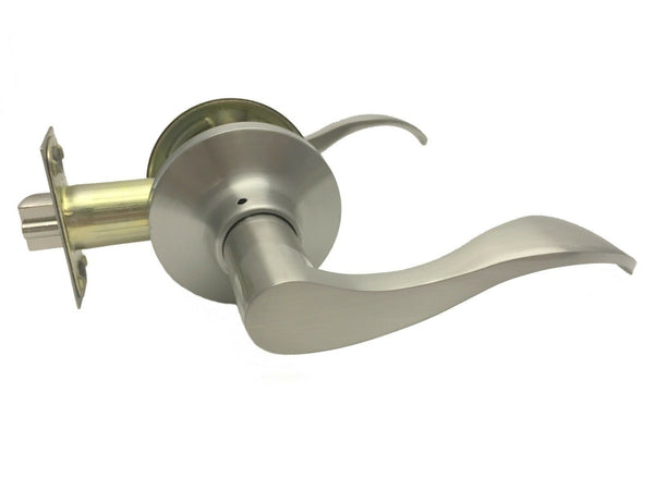 Brushed Satin Nickel Passage Door Lever Non Locking Wave