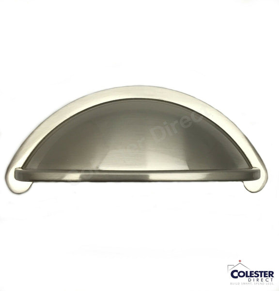 Brushed Satin Nickel Cabinet Pull Cup 3" Hole Spacing