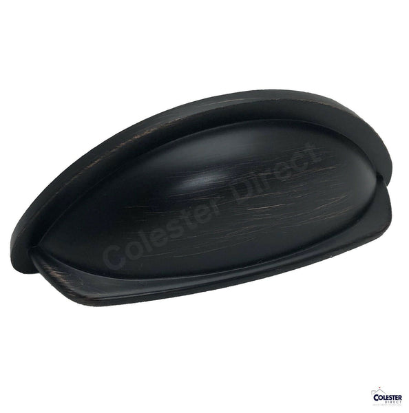 Oil Rubbed Bronze Cabinet Pull Cup 3" Hole Spacing