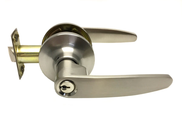 Brushed Satin Nickel Entry Door Lever Straight Keyed Alike Available