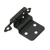 Qty 2 Black Self Closing Cabinet Hinge Face Mount Overlay 3/8 Inset