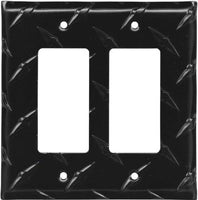 Black Diamond Plate Aluminum Wall Switch Plate Outlet Cover Toggle Rocker GFI Garage