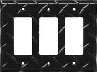 Black Diamond Plate Aluminum Wall Switch Plate Outlet Cover Toggle Rocker GFI Garage
