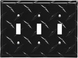 Black Diamond Plate Aluminum Wall Switch Plate Outlet Cover Toggle Rocker GFI Garage