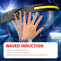 LED Rechargeable Headlamp Inspection Work Light and Flash Light with Wave Induction